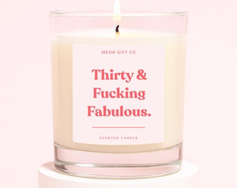 Funny 30th Birthday Gift For Friend | Thirty & Fabulous Candle Gift | 30th Birthday Candle For Her | Friend Turning 30 | Label / Sticker