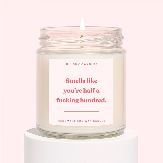 Funny 50th Birthday Candle | Gift For a 50th Birthday Woman | Fiftieth Birthday Ideas | Smells Like You're Half a Fucking Hundred