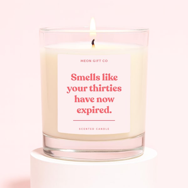 Forty Candle | Funny 40th Birthday Candle Gift | Smells Like Your Thirties Have Now Expired Candle Label