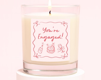 Just Engaged Gifts | Gift For Engaged Couple | Engagement Gifts For Friends | You're Engaged Candle Gift Label