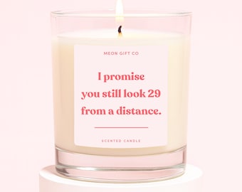 30th Candle | Funny Candle Gift For Her 30th Birthday | You Still Look 29 From a Distance Candle Gift Label