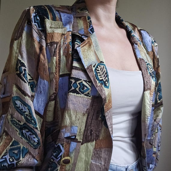 Vintage 80s 90s Abstract Pattern Buttoned Jacket,… - image 9