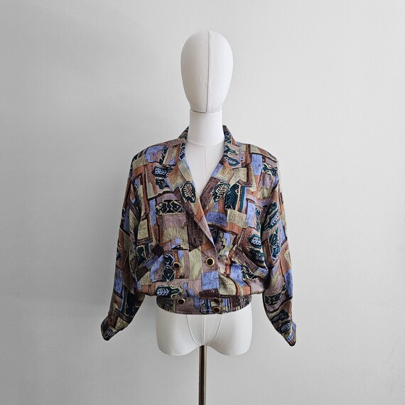 Vintage 80s 90s Abstract Pattern Buttoned Jacket,… - image 2