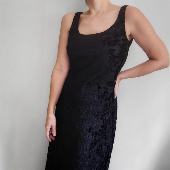 Vintage 80s 90s Black Velvet Burnout Maxi Dress Beaded Detail, Sleeveless  Evening Gown With Floral Pattern, Long Black Dress Size Medium - Etsy