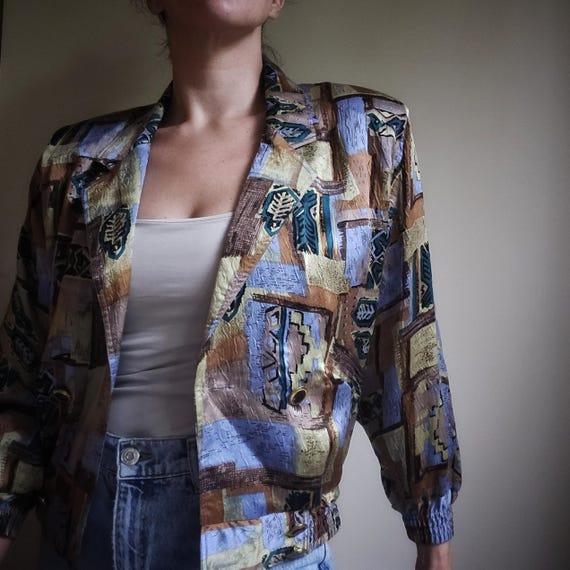Vintage 80s 90s Abstract Pattern Buttoned Jacket,… - image 7