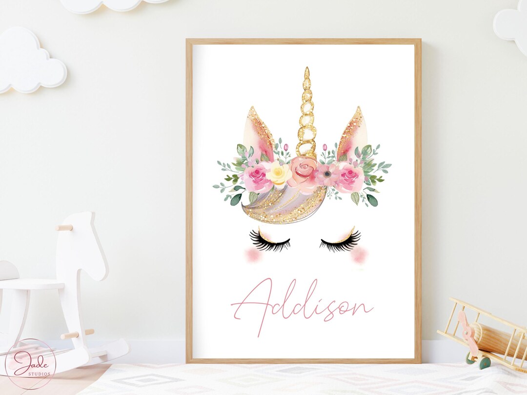 Personalised Unicorn Print, Nursery Unicorn Prints, Nursery Wall Art ...