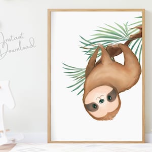 Safari Animal Prints, Nursery Wall Art, Nursery Safari Decor, Safari Nursery Prints, Jungle Animals, Sloth Print