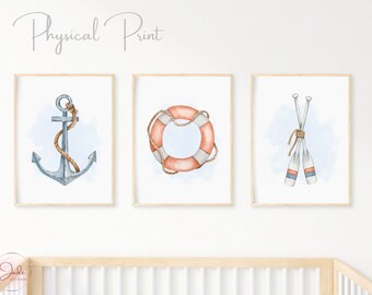 Set of 3 Nautical Prints, Nursery Nautical Theme, Baby Boy Nursery Decor, Baby Gifts, Nursery Wall Art, Nautical Decor