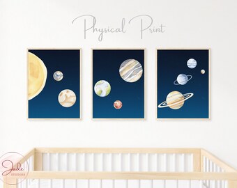 3er Set Planet Kinderzimmer Poster, Sonnensystem Poster, Kinderzimmer Wandkunst, Spielzimmer Lerndruck, Weltraum Thema Schlafzimmer