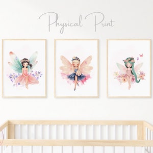 Set of 3 Fairy Garden Prints, Kids Fairy Prints, Nursery Wall Art, Nursery Fairy Theme Decor, Girls Fairy Wall Art, Vibrant Fairy Prints