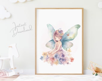 Fairy Garden Print, Kids Fairy Prints, Nursery Wall Art, Nursery Fairy Theme Decor, Girls Fairy Wall Art, Girls Room Fairy Decor