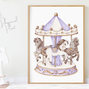 Nursery Purple Carousel Print, Nursery Wall Art, Carousel Horses, Merry Go Round, Nursery Carnival Prints, Nursery Circus