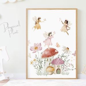 Fairy Garden Print, Kids Fairy Prints, Nursery Wall Art, Nursery Fairy Theme Decor, Girls Fairy Wall Art
