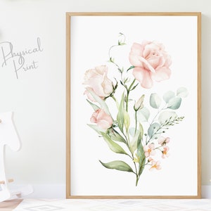 Nursery Floral Wall Art, Watercolour Pink Floral, Floral Decor, Kids Bedroom Wall Art, Nursery Prints, Baby Gifts