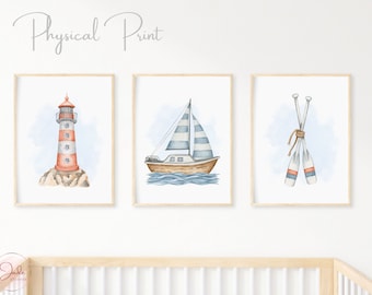 Set of 3 Nautical Prints, Nursery Nautical Theme, Baby Boy Nursery Decor, Baby Gifts, Nursery Wall Art, Nautical Decor
