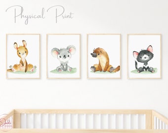 Set of 4 Australian Animals Prints, Gender Neutral, Nursery Decor, Kangaroo Koala Platypus, Australian Nursery Prints, Aussie Animals