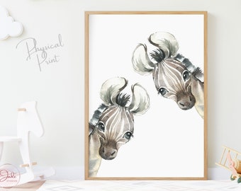 Zebra Safari Animal Print, Watercolor Nursery Wall Art