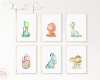 Juego de 6 láminas de dinosaurios, láminas para habitación de bebé, decoración para dormitorio infantil, arte mural de dinosaurios para sala de juegos, regalos para bebé recién nacido, dinosaurios