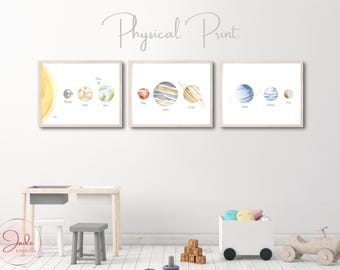 3er Set Planet Kinderzimmer Poster, Sonnensystem Poster, Kinderzimmer Wandkunst, Spielzimmer Lerndruck, Weltraum Thema Schlafzimmer