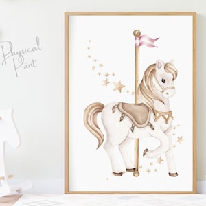 Gold Carousel Horse, Nursery Wall Art, Nursery Carousel Print, Merry Go Round, Nursery Carnival Prints, Nursery Circus