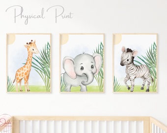 Safari Nursery Prints, Jungle Animal Art, Set of 3