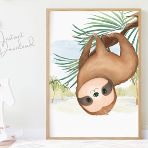Safari Animal Prints, Nursery Wall Art, Nursery Safari Decor, Safari Nursery Prints, Jungle Animals, Sloth Print