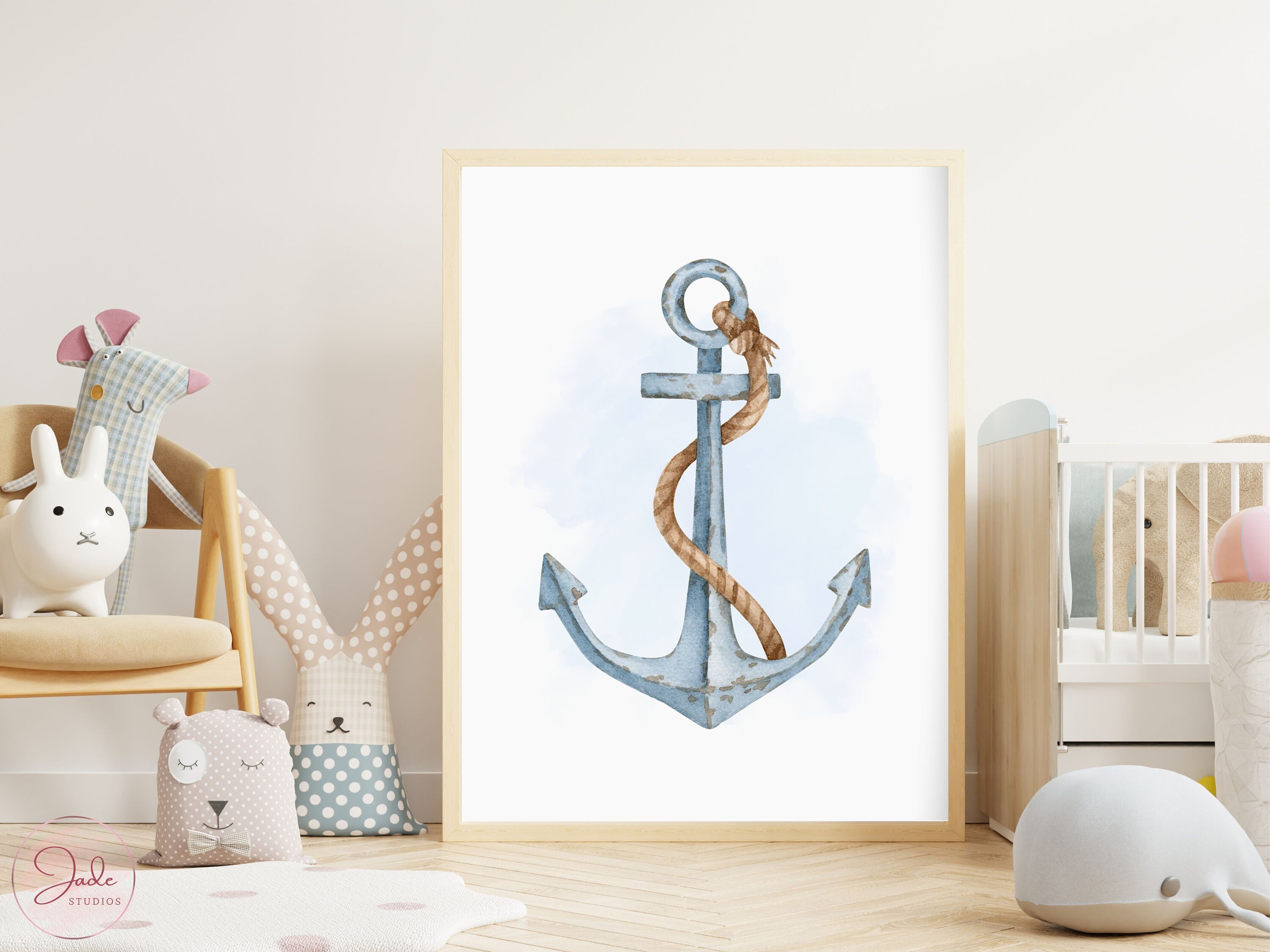 Nautical Anchor Print, Nursery Nautical Theme, Baby Boy Nursery Decor ...