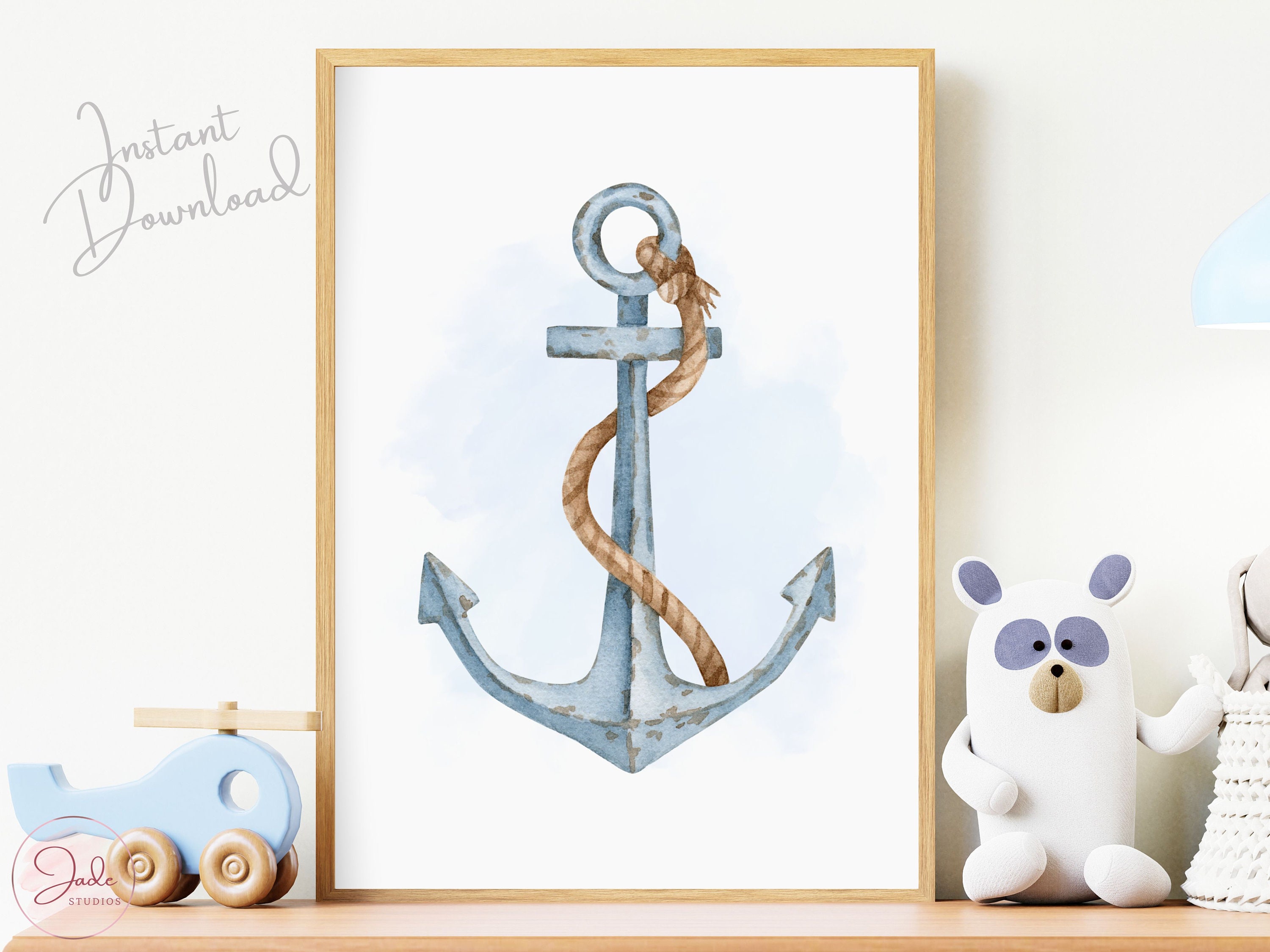 Nautical Anchor Print, Nursery Nautical Theme, Baby Boy Nursery Decor ...