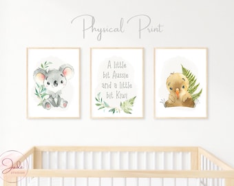 Koala and Kiwi Watercolor Nursery Prints, Set of 3