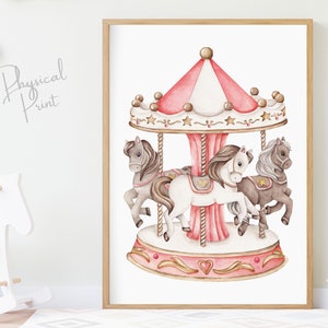 Nursery Red Carousel Print, Nursery Wall Art, Carousel Horses, Merry Go Round, Nursery Carnival Prints, Nursery Circus
