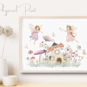 Fairy Garden Print, Kids Fairy Prints, Nursery Wall Art, Nursery Fairy Theme Decor, Girls Fairy Wall Art