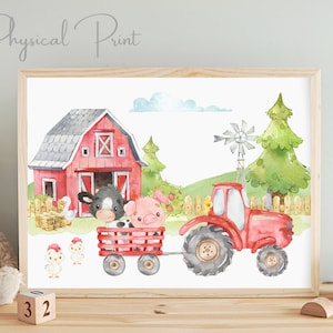 Farm Animal Prints, Nursery Wall Art, Nursery Farm Decor, Barnyard Nursery Prints, Farm Scene Print, Farm Tractor