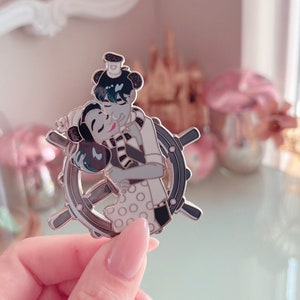 Paperman fantasy pin on pin, with ruby red lips accent