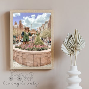 Flower and Garden festival topiary beauty and the beast pastel digital art print