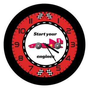 Personalized Formula 1 Race Car Wall Clock - red Formula 1 race car