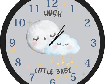 Personalized Cloud & Moon Wall Clock - Nursery