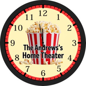 Personalized  Popcorn Wall Clock - Movie Theme