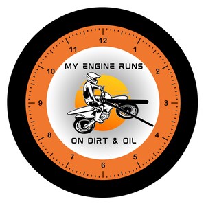 Personalized Orange Dirt Bike Wall Clock - Motocross clock, Supermoto clock