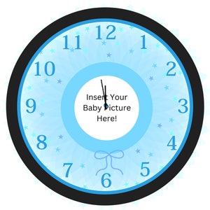 Personalized Baby Boy Wall Clock - Blue Nursery
