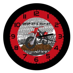 Personalized Red Dirt Bike Wall Clock - Motocross clock, Supermoto clock