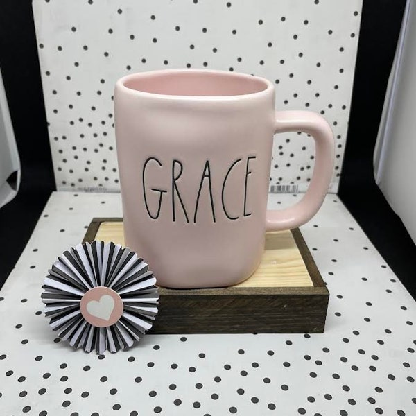 Cute Pink Rae Dunn Mug. Grace. Coffee Cup - Tray Decor