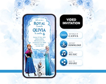 Frozen Birthday Invitation Video | Elsa Princess Invite | Editable Canva Template