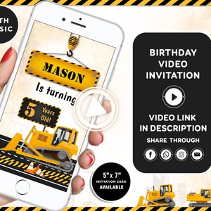 Construction Invitation Construction Birthday Invitations Dump Truck Party Invite Construction Party Boy Birthday Video Invitation