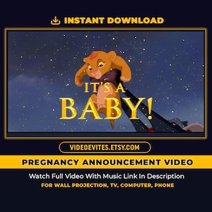 Vídeo de anuncio de bebé de El Rey León / Vídeo de revelación de embarazo / Descarga instantánea imagen 1