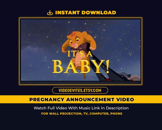 Lion King Baby Announcement Video | Pregnancy Reveal Movie | Instant Download