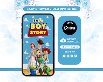 Editable Toy Story Baby Shower Invitation, It’s a Boy Story Invite, Canva Template