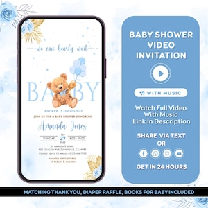 Invito baby shower con orsetto di peluche Invito baby shower con orsetto con palloncini Invito video baby shower