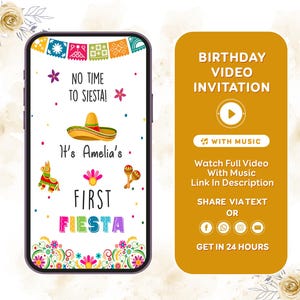Fiesta Birthday Invitation Fiesta Invitation First fiesta invite Mexican invitation Adios dos invitation kids fiesta party video invitation