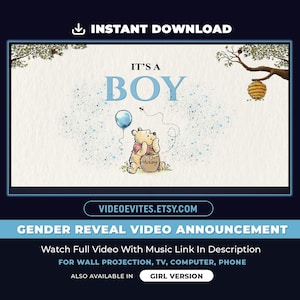 くまのプーさんの性別発表、男の子の性別発表ムービー、男の子か女の子の性別発表ビデオ