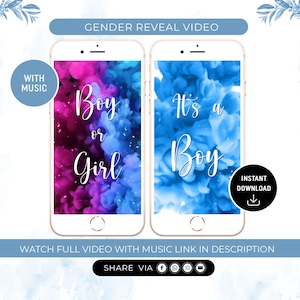 It&#39;s a Boy Gender Reveal Video Digital Pregnancy Announcement Instant Download Boy or Girl Gender Reveal Video Social Media Countdown